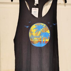 NWT Corona Women's Size L Extra Daytime Sunset Flowy Black Tank Top